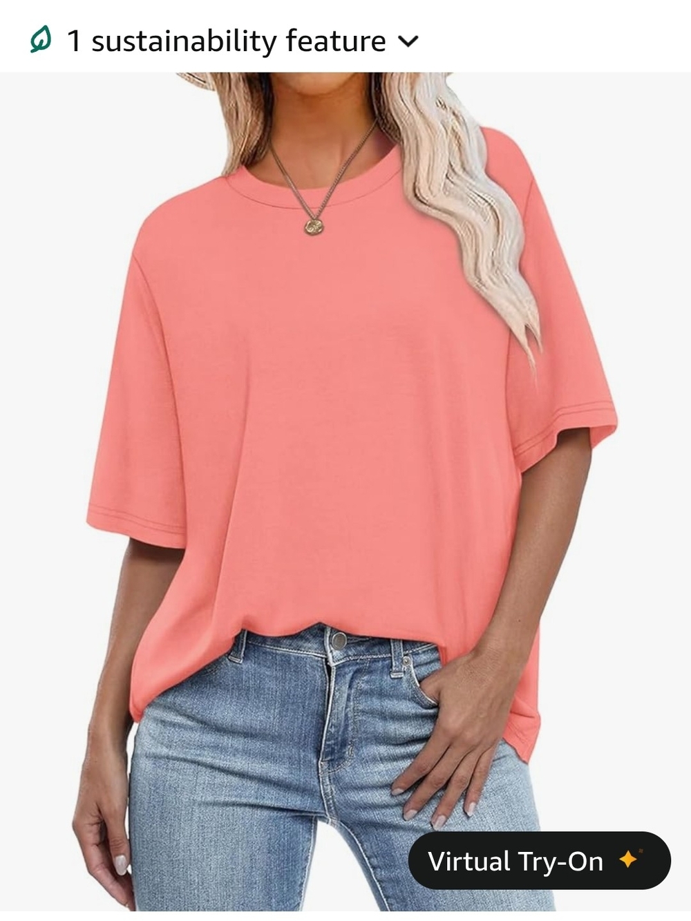 Women's Relaxed Crewneck Tee - Coral Pink